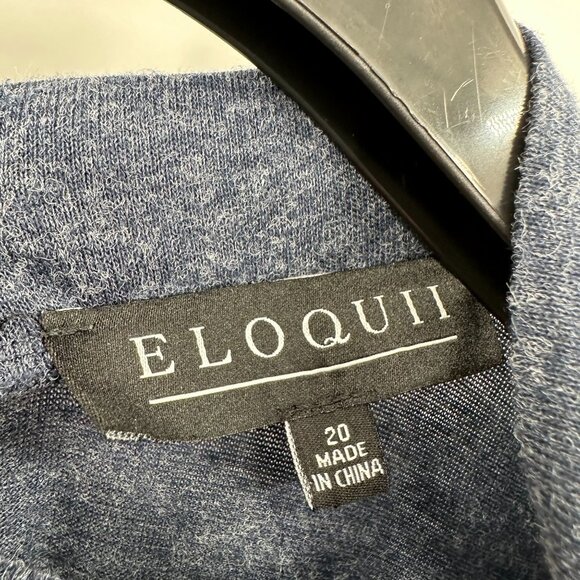 Eloquii Mock-Neck Midi Dress Blue Size 20 Blue Knit Asymmetrical Long Sleeve - Picture 6 of 7